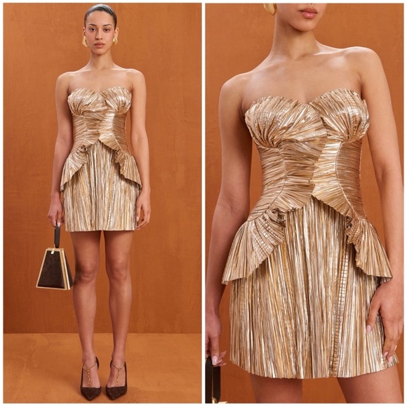 Cult Gaia Charlique mini dress in metallic gold - Picture 1 of 8